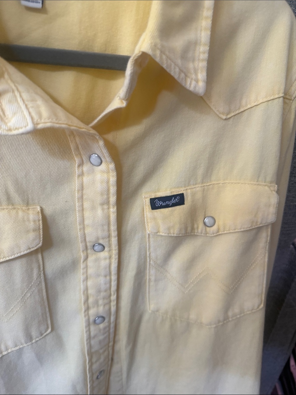 Wrangler Light Yellow Western-Style Snap Shirt